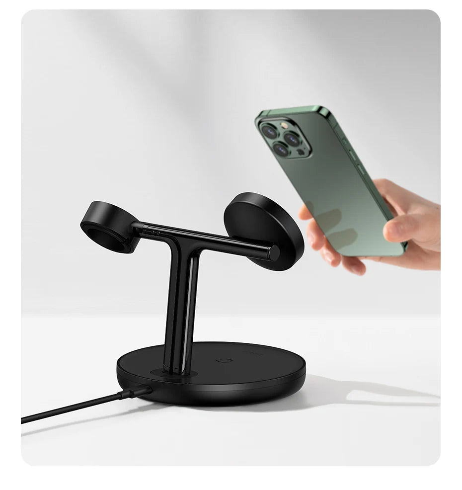 Baseus Swan 3 in 1 Magnetic Wireless Charger Stand 20W for iPhone 15/14/13 Pro Max Apple Watch 6 SE Airpods Pro 2 3 Charger Holder
