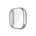 Shockproof Tempered Glass Cover TPU Case For Fitbit Versa (Silver)
