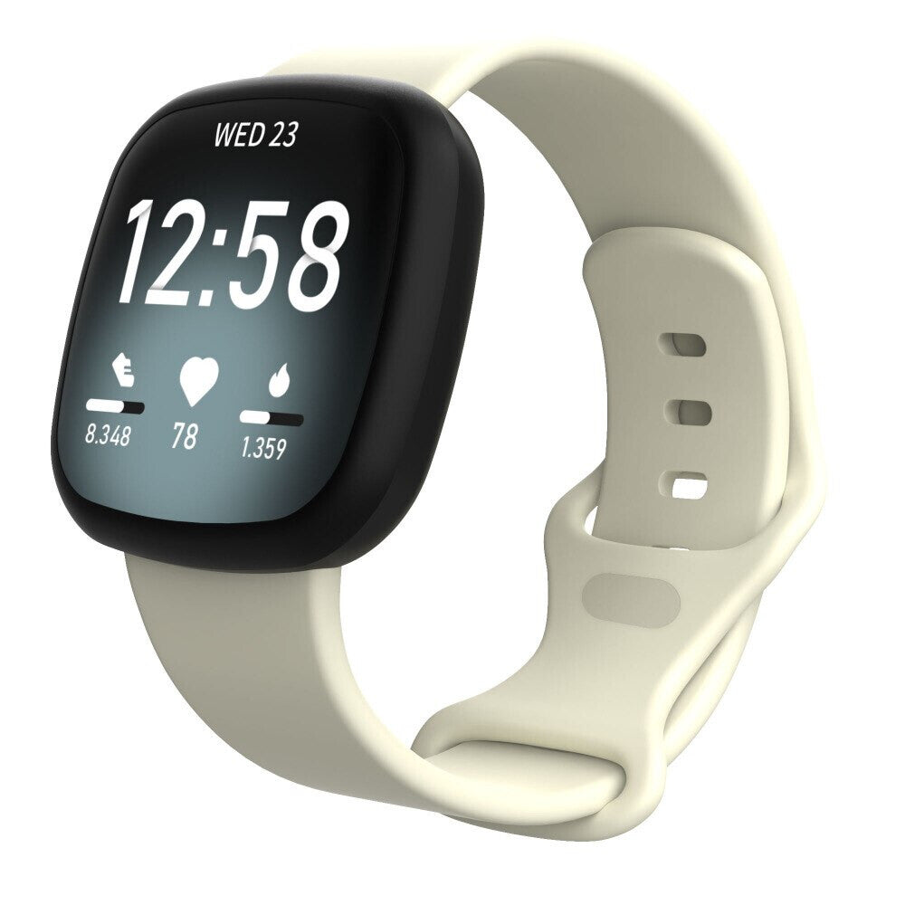 Soft Silicone Replacement Sport Strap Wristbands Band For Fitbit Versa 3 (Small, Antique White)