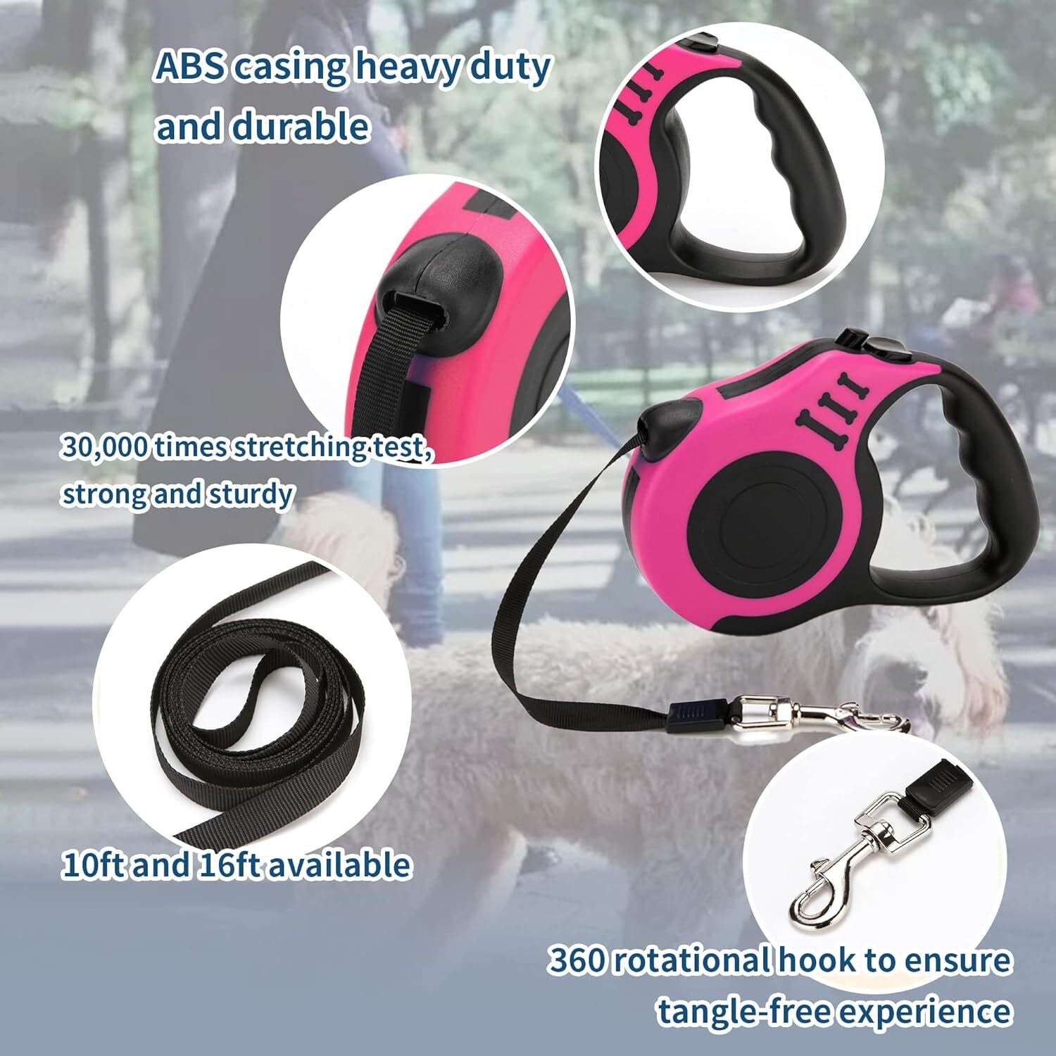 Heavy Duty Automatic Retractable Dog Leash Pet Collar Walking Lead Traction Rope (Blue)