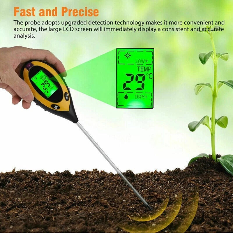4 in 1 Soil PH Tester Moisture Sunlight Light Test Meter for Garden Plant Lawns