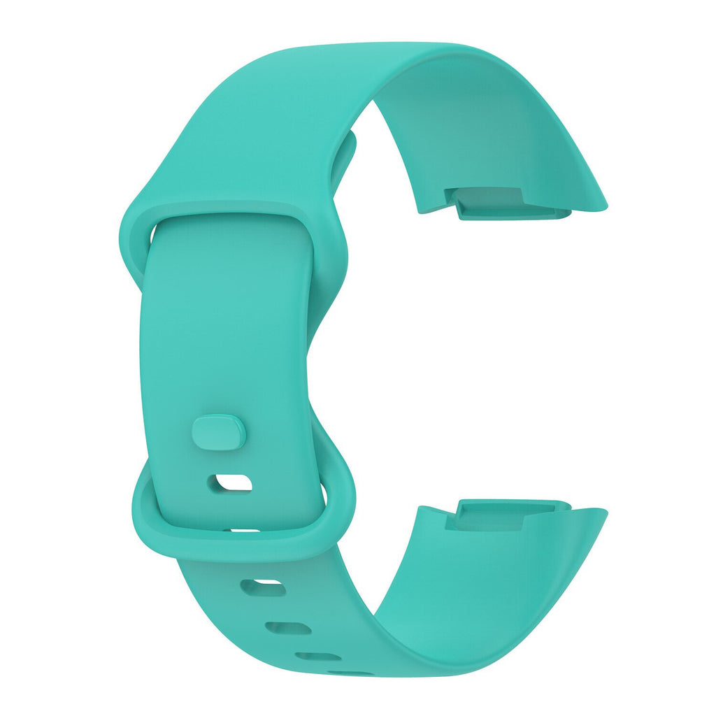 Soft Silicone Replacement Sport Strap Wristbands Band For Fitbit Charge 5 / 6 (Turqoise Green, Large)