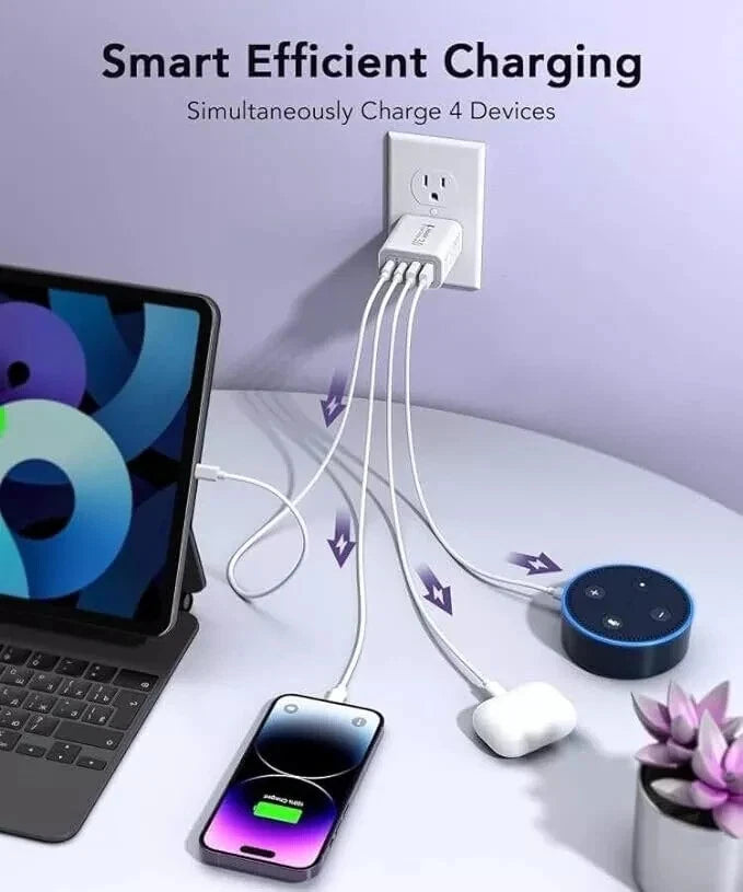 55W 4Port USB Type-C Fast Charging Plug Wall Charger Power Adapter Brick