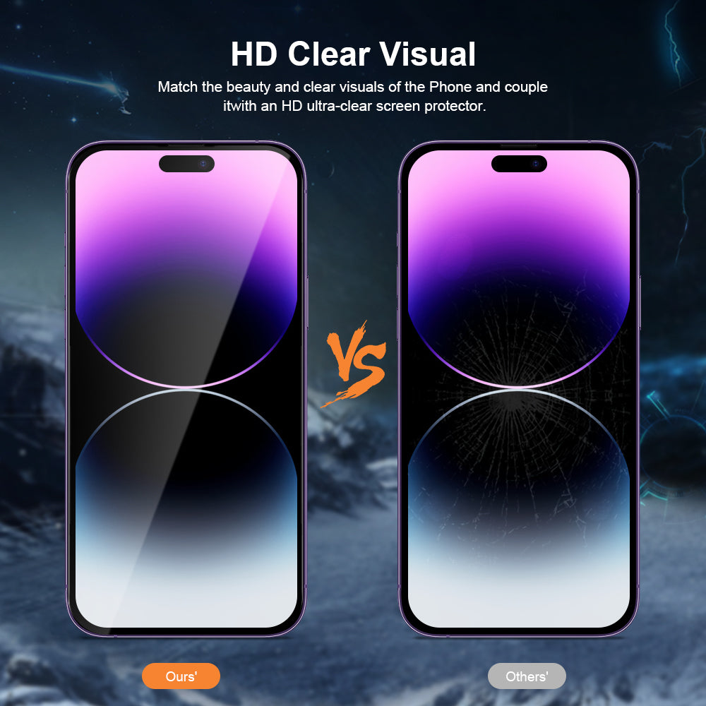 iPhone 14 Easy Installation Auto Fill Tray Clear Tempered Glass Screen Protector
