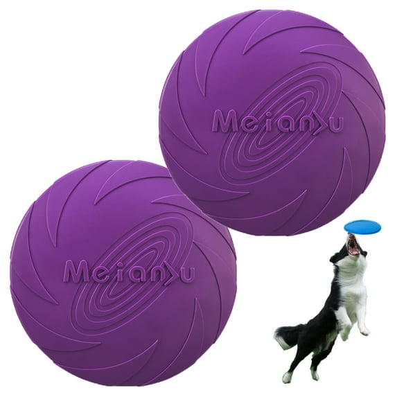 Rubber Pet Dog Frisbee Durable Fetch Toy For Puppy Exercise Outdoor Training(Purple)