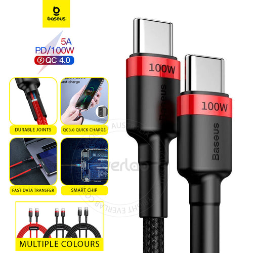 Baseus 60W USB Type-C To Type-C Data Charger Cord For Samsung Macbook iPad (2m)