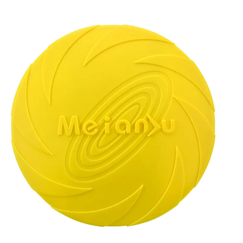 Rubber Pet Dog Frisbee Durable Fetch Toy For Puppy Exercise Outdoor Training(Yellow)