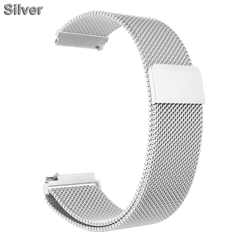 Magnetic Milanese Loop Magnetic Clasp Replacement Strap Metal Quick Release Band For Fitbit Versa 3 (Large, Silver)