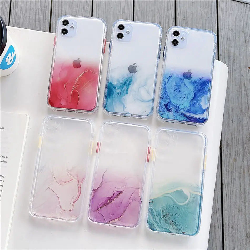 Marble Shockproof Clear Case Glitter Bling Cover for iPhone 12 Mini
