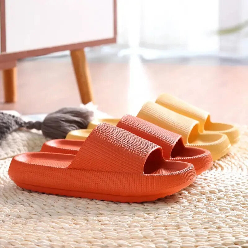 Pillow Slides Sandals Non-Slip Ultra Soft Slippers Cloud Shower EVA Home Shoes (Yellow)