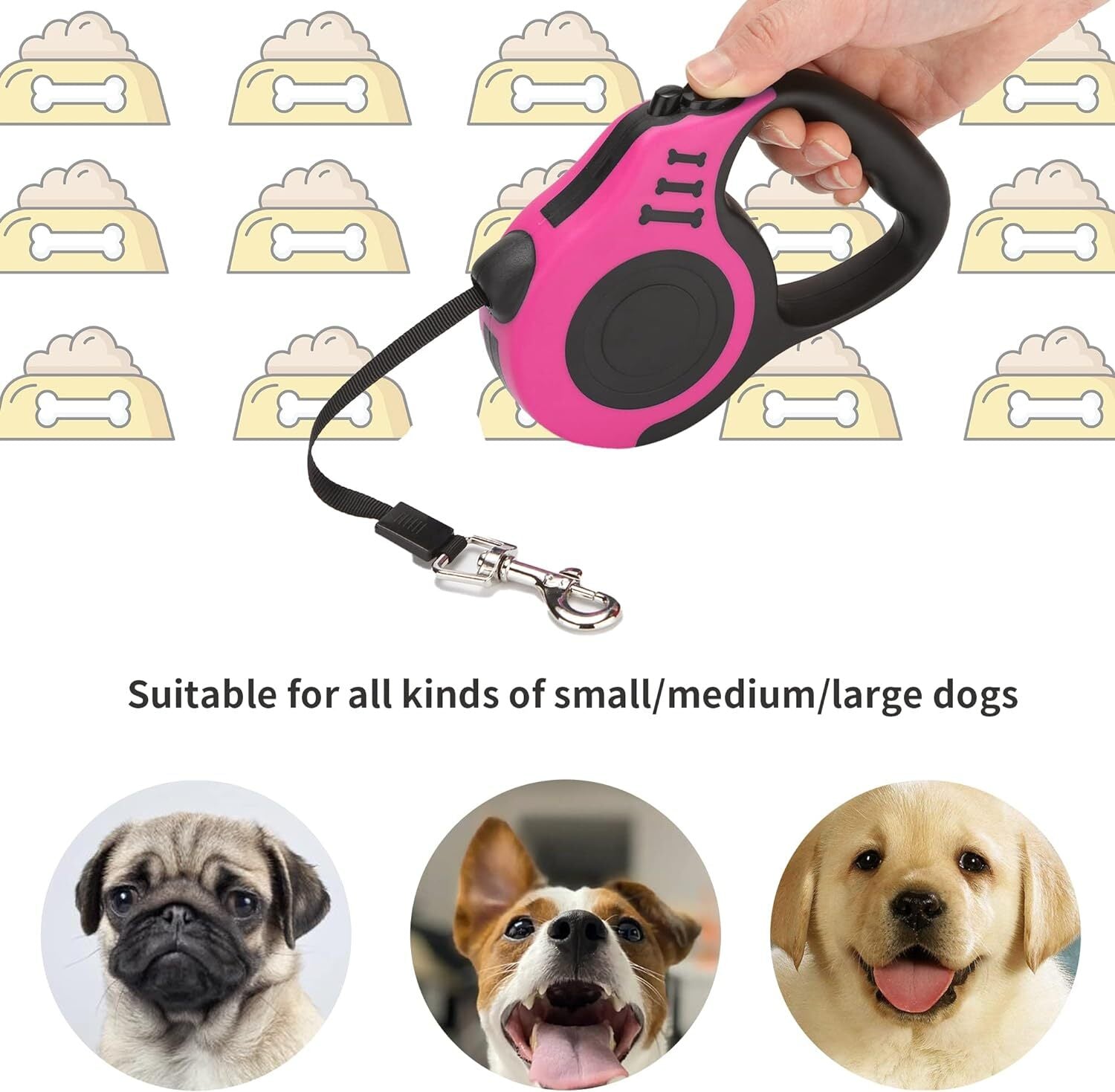 Heavy Duty Automatic Retractable Dog Leash Pet Collar Walking Lead Traction Rope (Blue)