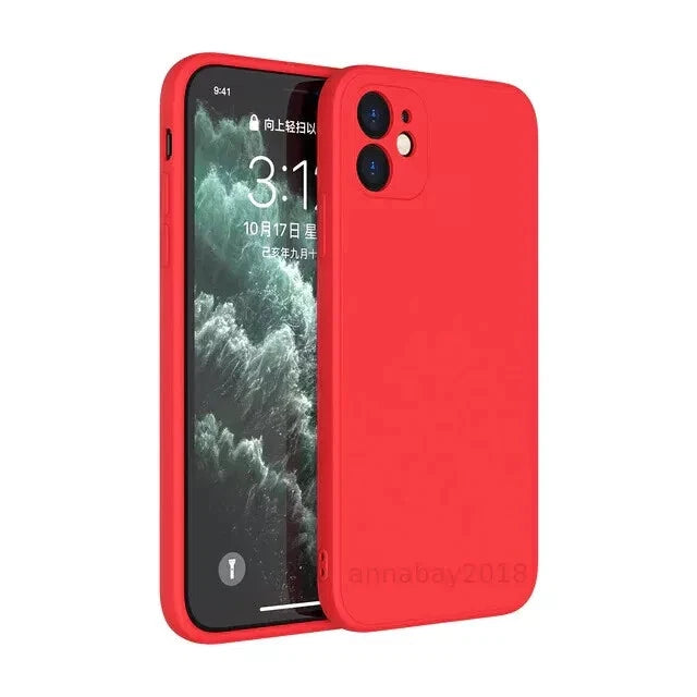 iPhone 14 Plus Silicone Case With Lens Protector Red