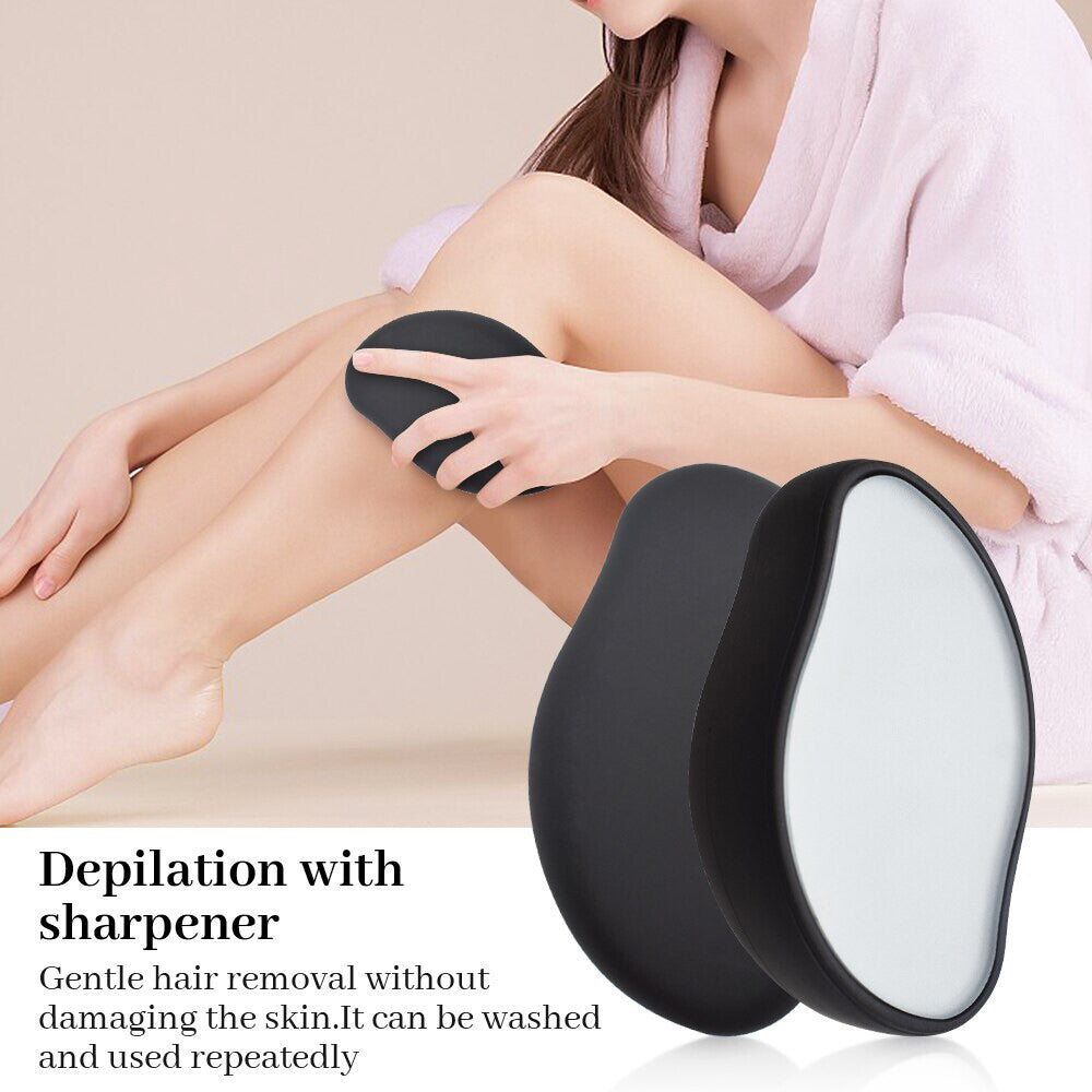 Women Men Painless Physical Hair Removal Epilators Crystal Hair Remover Eraser Exfoliate (Black)