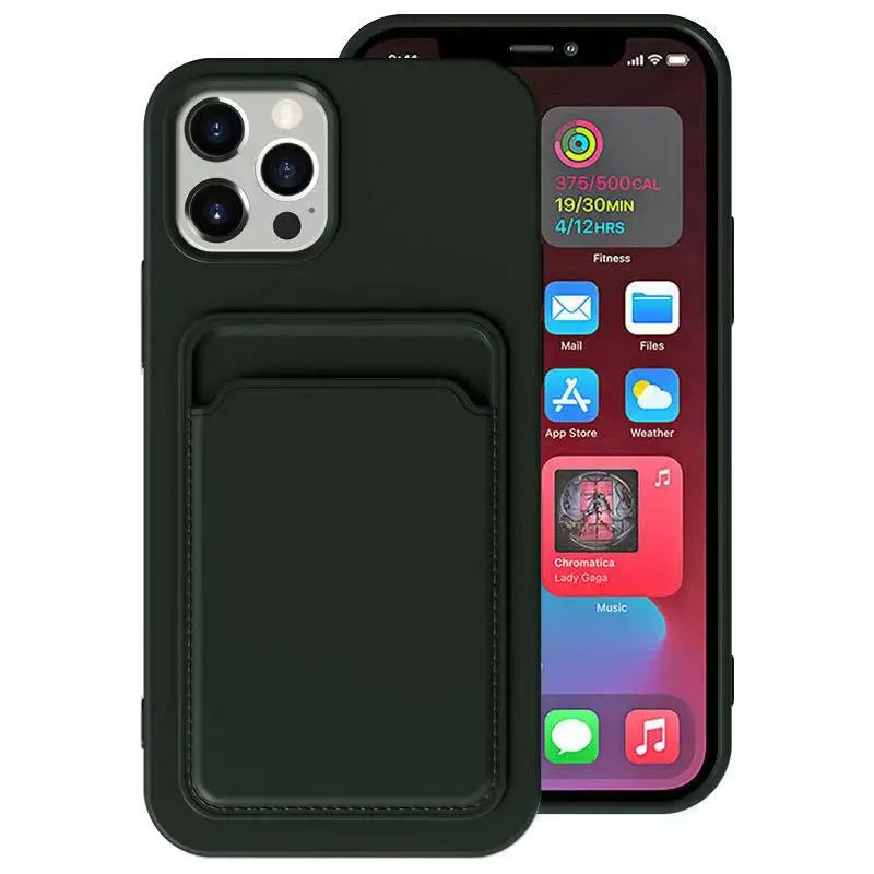 Case Silicone Wallet Card Holder Cover for iPhone 11