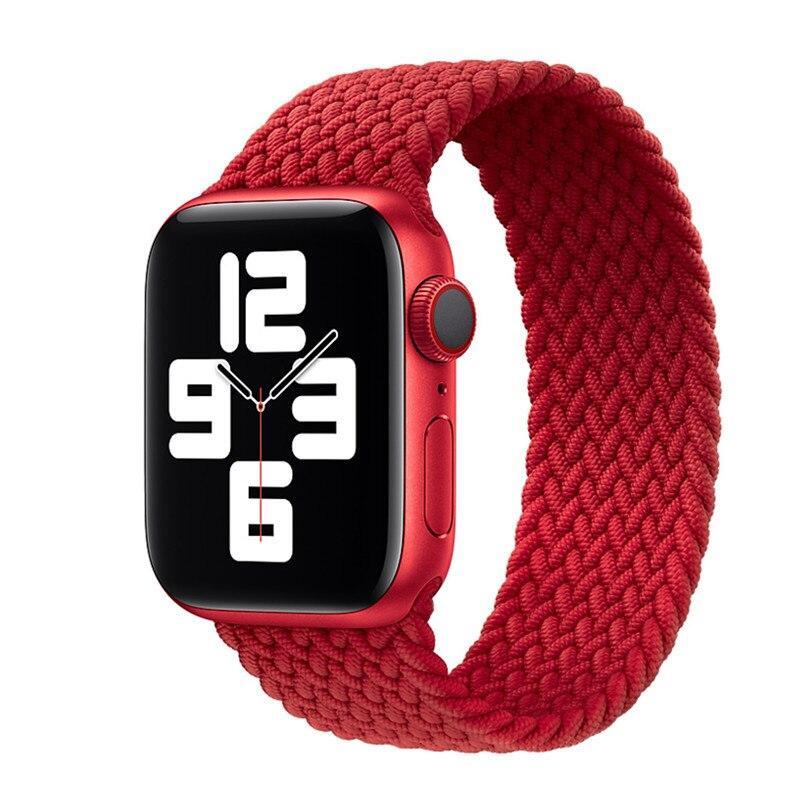 Apple Watch Braided Fabric Solo Loop Band Strap 38/40/41mm (144mm, Red)