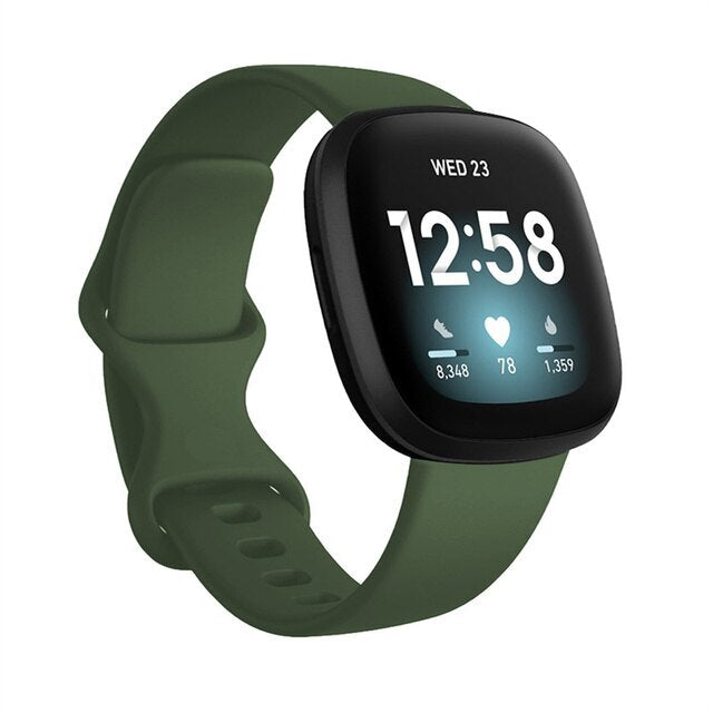 Silicone Replacement Strap Band For Fitbit Versa 3 (Dark Green)