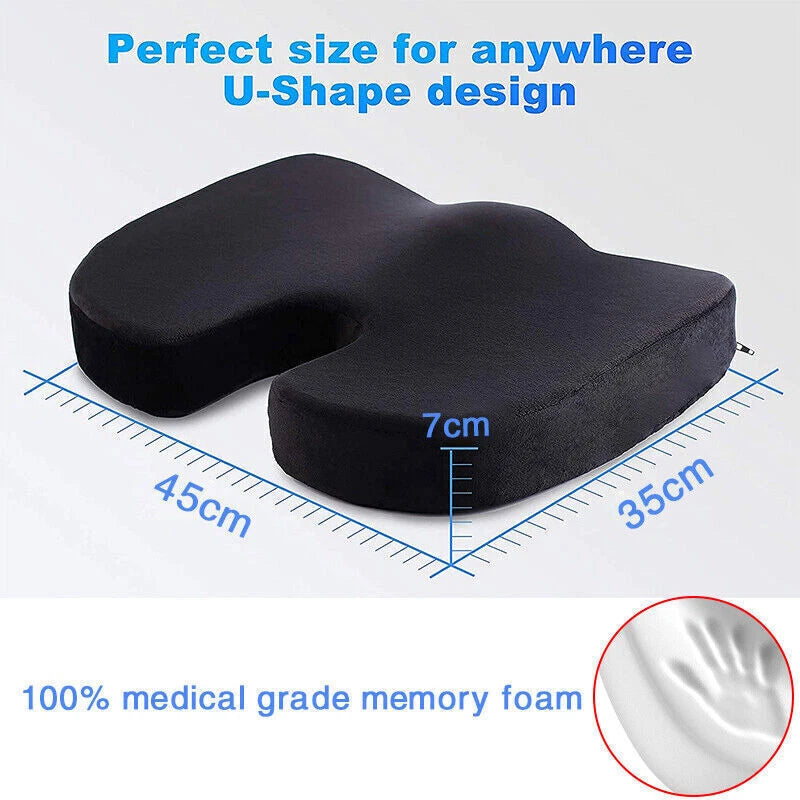 Orthopedic Memory Foam Seat Cushion Lumbar Back Pillow Pain Relief Car (Pink)
