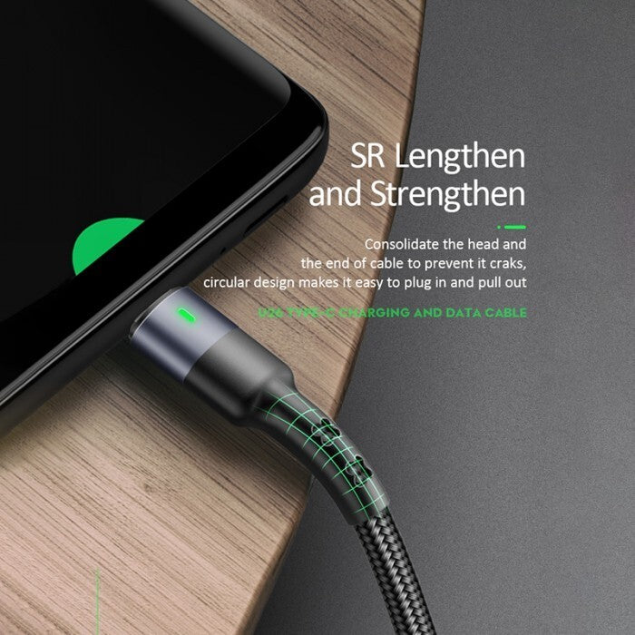 USAMS Braided USB To Lightning Fast Charging Cable Data Cord For iPhone iPad (Black)