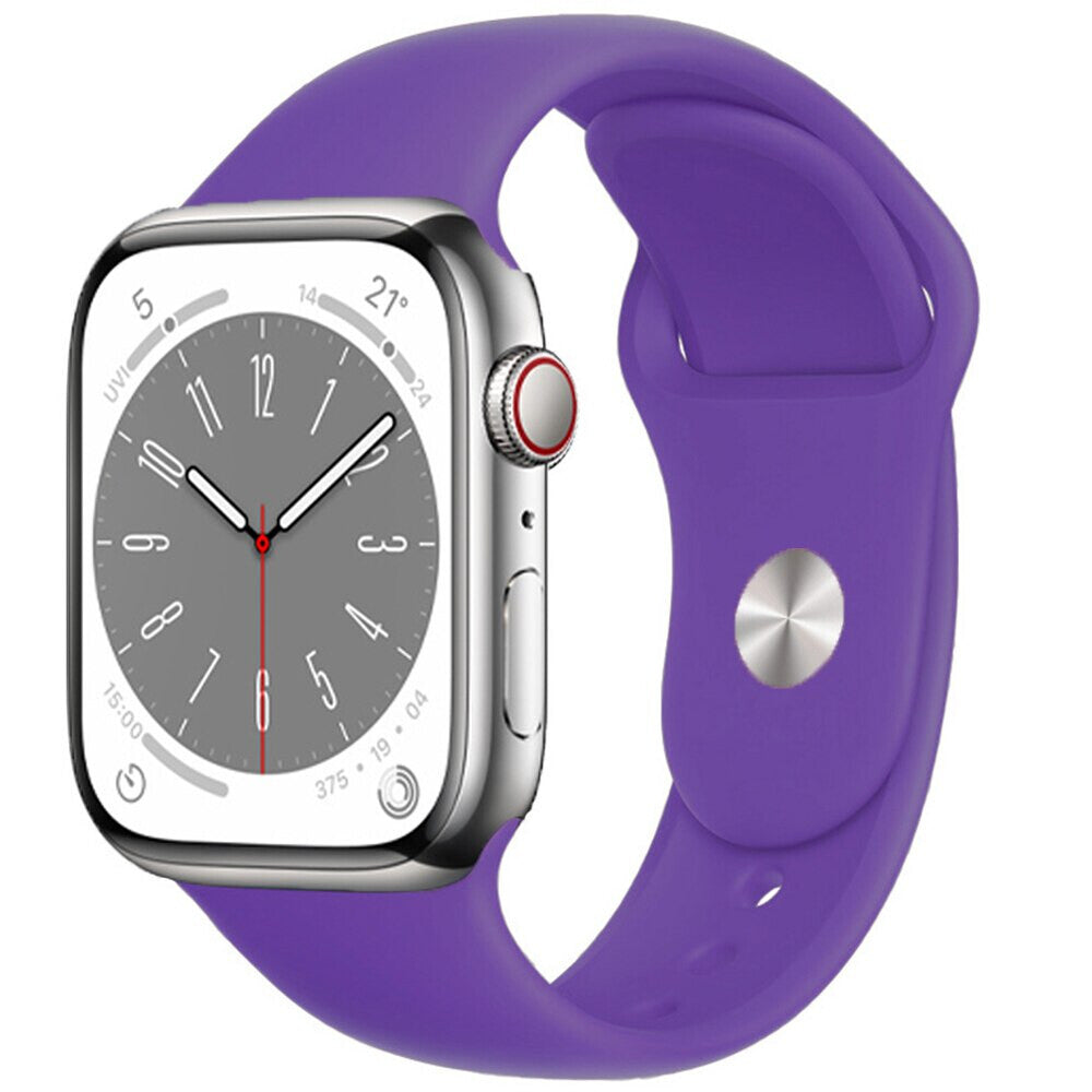 Apple Watch iWatch Silicone Band Strap Series 9/8/7/6/5/4/3/2/1 38/40/41mm (Dark Purple, Large)