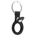 Apple AirTag Leather Case Protective Shell Cover Location Tracker Keychain Holder Sleeve (Black)