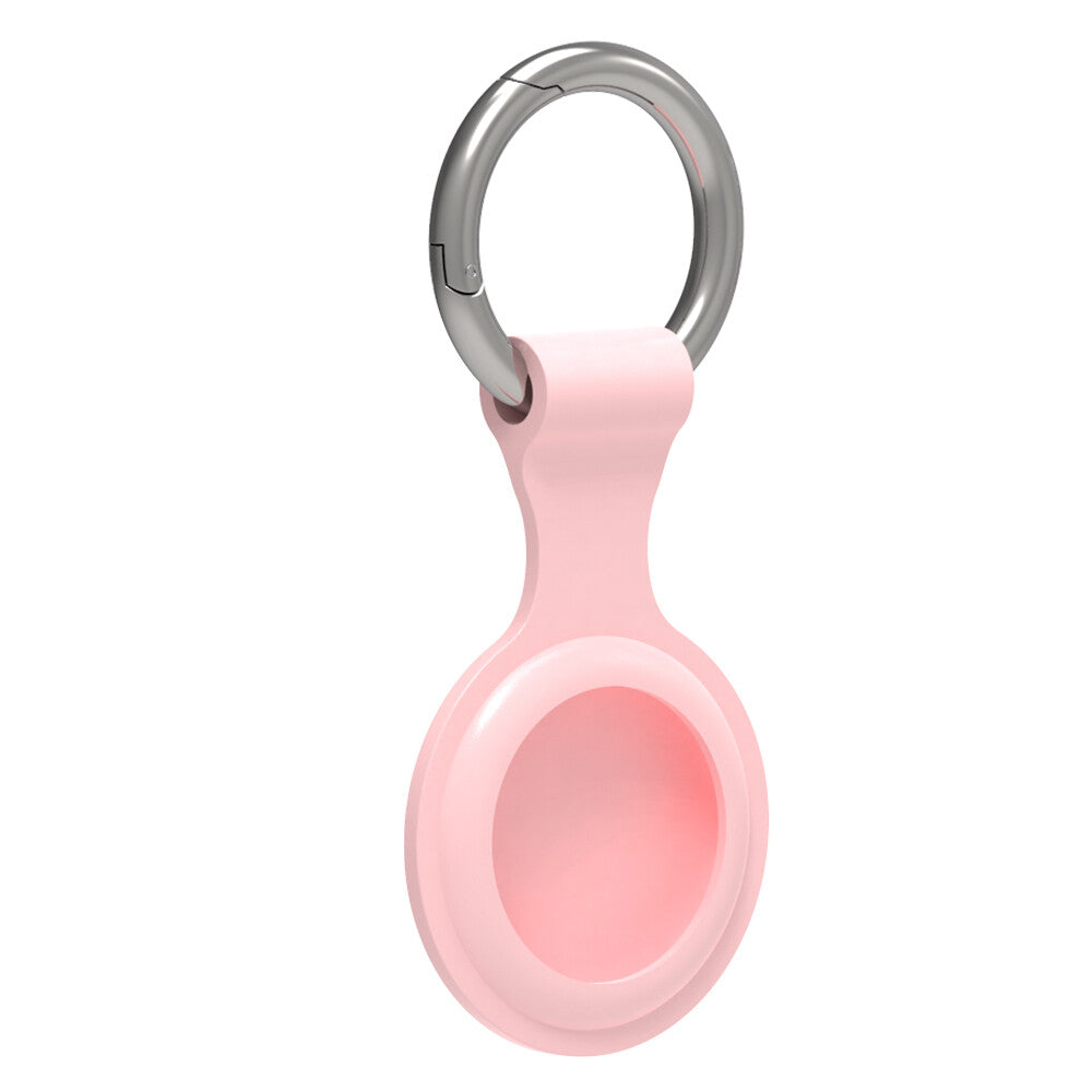 Apple AirTag Silicone Case Protective Cover Location Tracker Keychain Holder Sleeve (Pink)