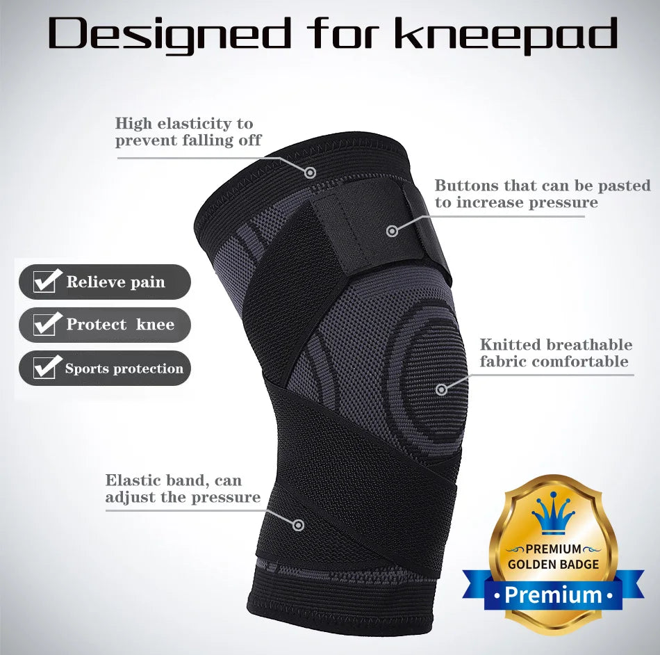 Knee Support, Open-Patella Stabiliser & Fully-Adjustable Neoprene Brace – Sports Injury Protection
