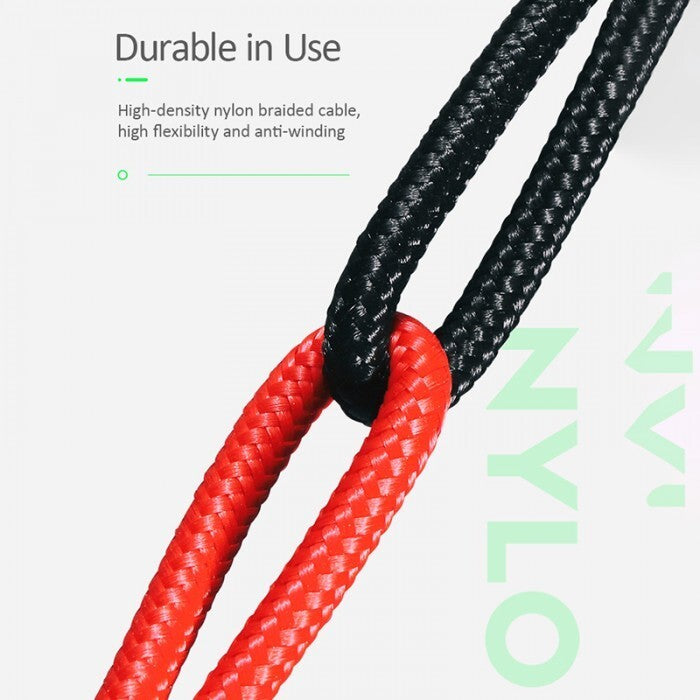USAMS Braided USB To Lightning Fast Charging Cable Data Cord For iPhone iPad (Red)