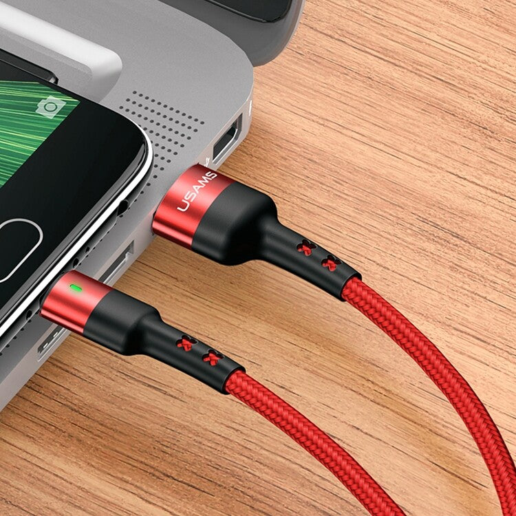 USAMS Strong Braided Micro USB Data Charger Cable Cord For Android Samsung (Red, 1m)