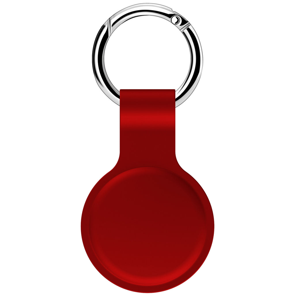 Apple AirTag Silicone Case Protective Cover Location Tracker Keychain Holder Sleeve (Red)