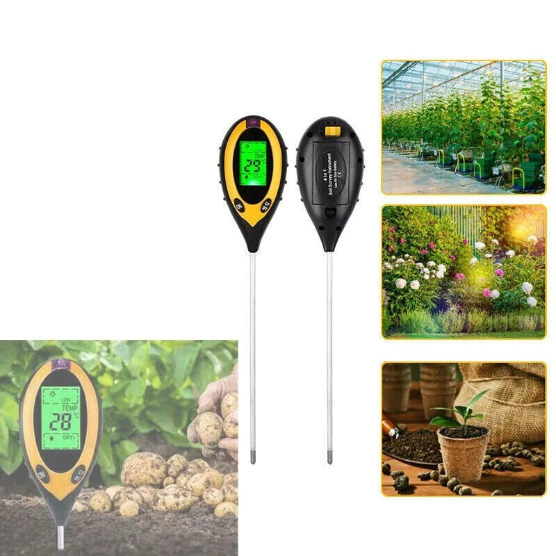 4 in 1 Soil PH Tester Moisture Sunlight Light Test Meter for Garden Plant Lawns