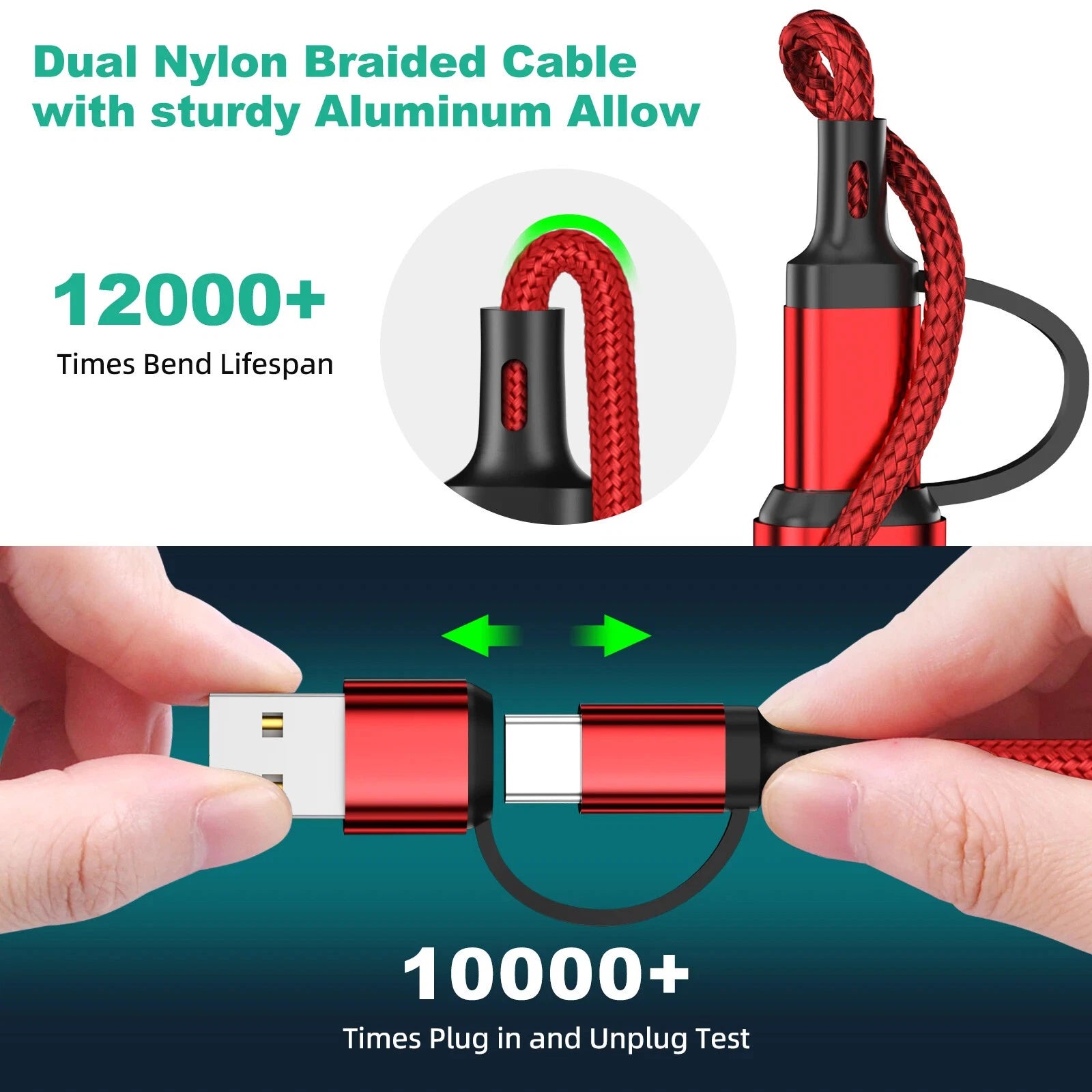 5 in 1 Multi Charger Charging Cable USB C/A To Type C/iPhone/Micro USB (Black)