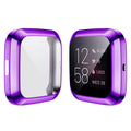 Shockproof Tempered Glass Cover TPU Case For Fitbit Versa (Purple)