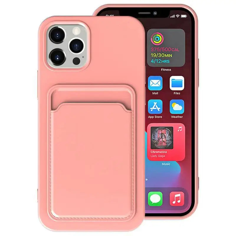 Case Silicone Wallet Card Holder Cover for iPhone 11
