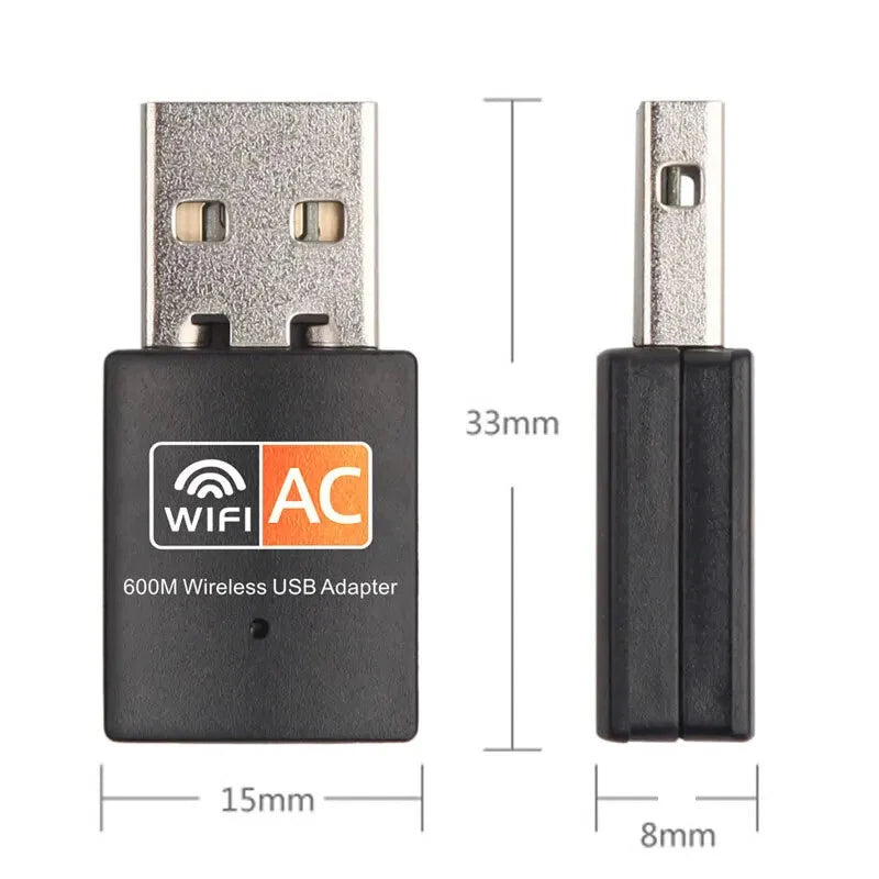 Dual Band USB WiFi Wireless Dongle AC600 Network Adapter 5GHz 2.4GHz