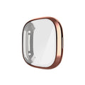 Shockproof Tempered Glass Cover TPU Case For Fitbit Versa (Rose Gold)