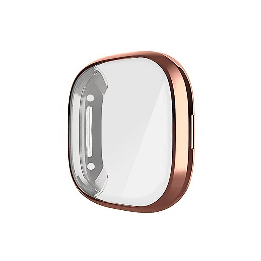 Shockproof Tempered Glass Cover TPU Case For Fitbit Versa (Pink)