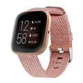 Fabric Replacement Strap Nylon Band Breathable Adjustable Wristband For Fitbit Versa 1 (Large, Pink Sand)