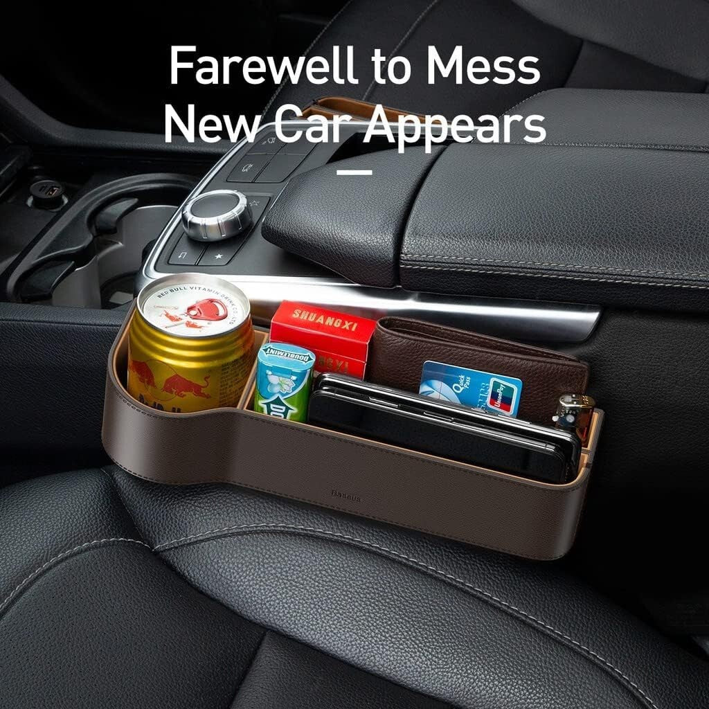 Baseus Universal Leather Car Organiser Auto Seat Gap Storage Box For Pocket Organizer Wallet Cigarette Keys Phone Holders