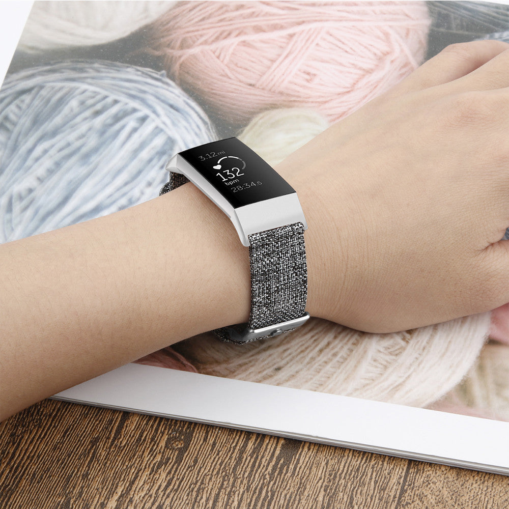 Fitbit Charge 3 4 Fabric Nylon Replacement Strap (Pink Sand)