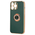 iPhone 12 Marble Case With Golden Circle Magnetic Ring Dark green