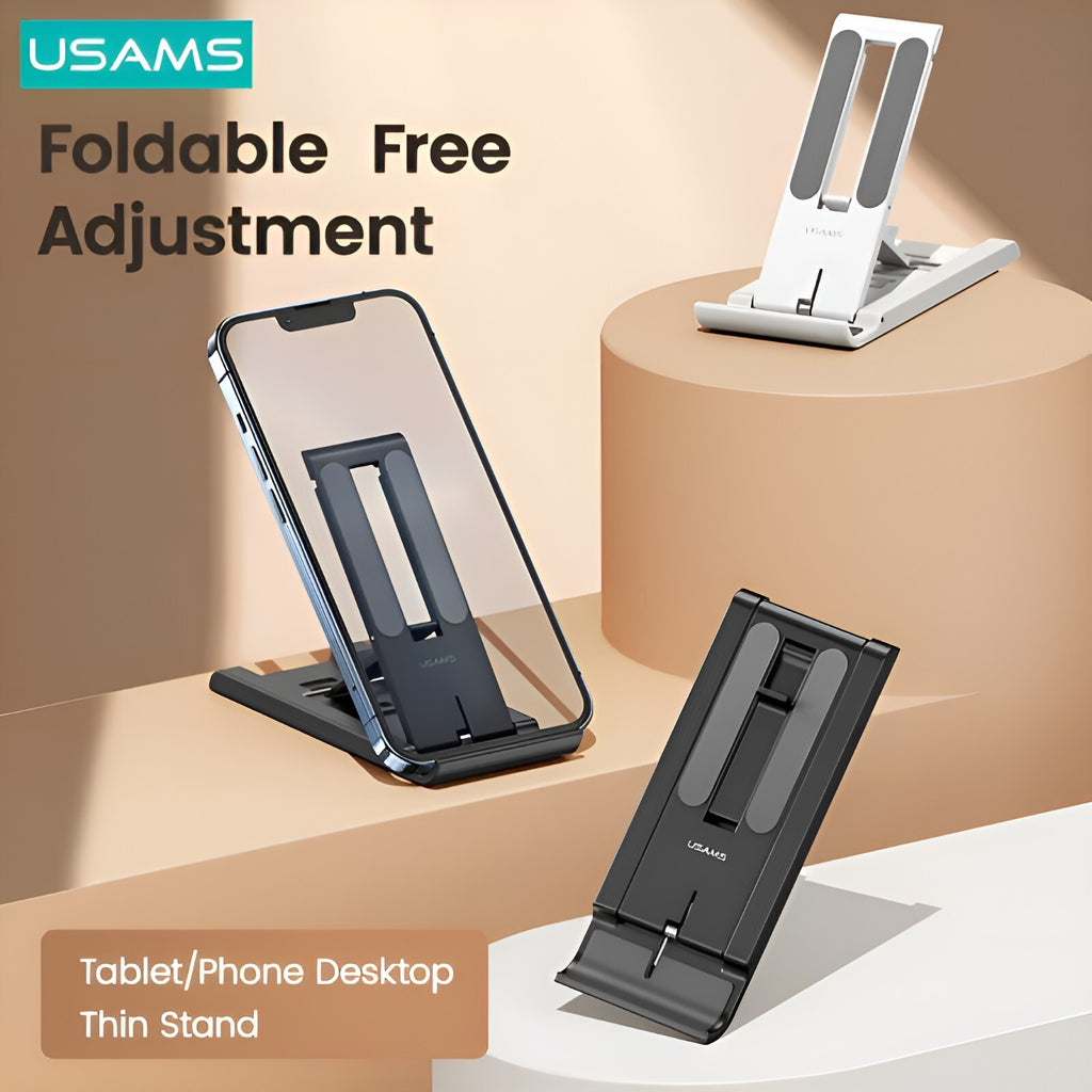 USAMS Adjustable Folding Desk Mobile Phone Stand Mount Holder For iPhone iPad
