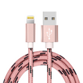 USB To Lightning Charging Cable Braided Nylon Data Cord For iPhone iPad Airpods (Pink)