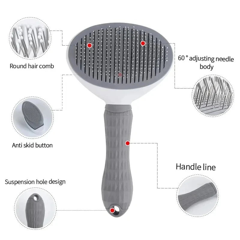 Grooming Brush For Dog Cat Deshedding Tool Rake Comb Fur Remover Reduce Pet Hair (Blue)