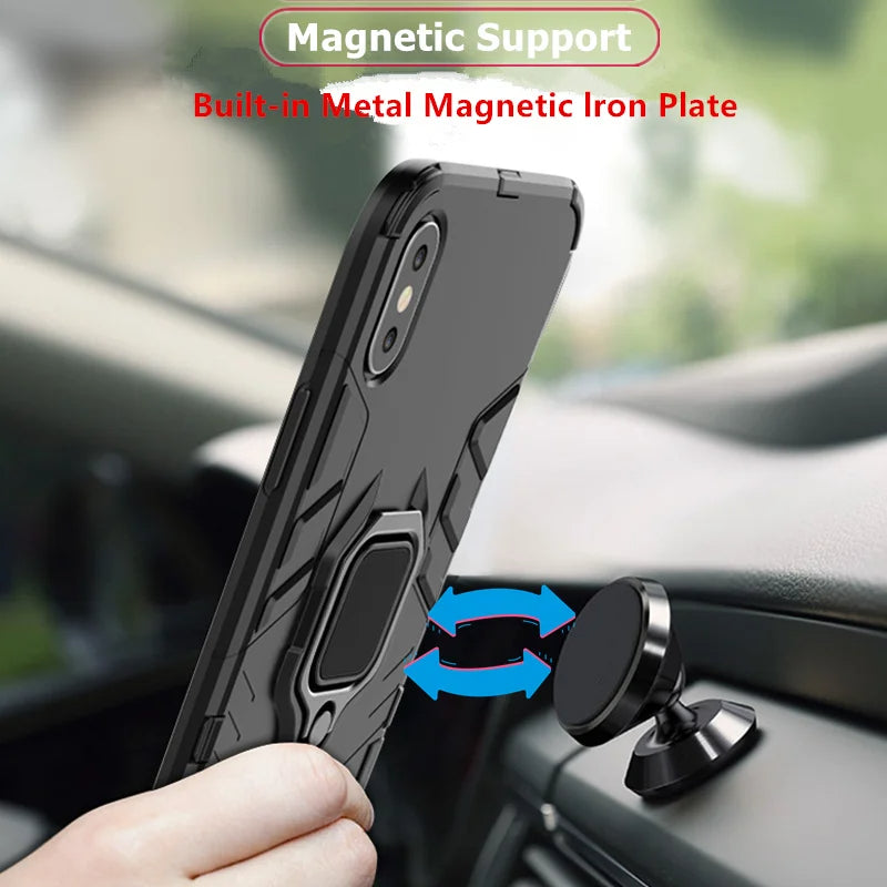 Shockproof 360 Ring Case Stand For iPhone (Black)