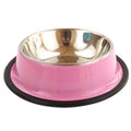 Stainless Steel Portable Pet Feeding Food Bowl Water Feeder For Cat Puppy Dog (Pink, 13cm)
