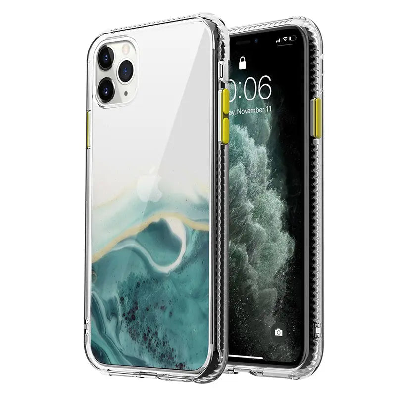 Marble Shockproof Clear Case Glitter Bling Cover for iPhone 14 Pro