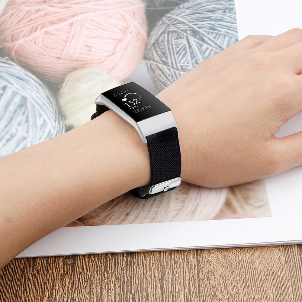 Fabric Replacement Strap Nylon Band Breathable Adjustable Wristband For Fitbit Charge 3 / 4 (Small, Blue)