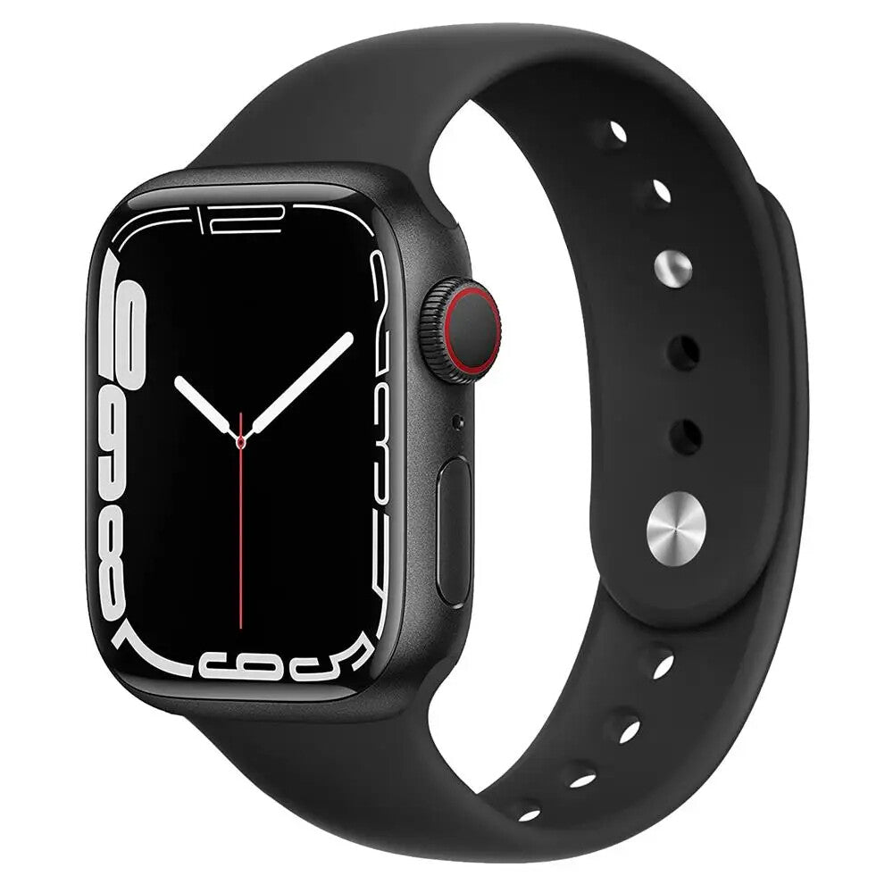 Apple Watch iWatch Silicone Band Strap Series 9/8/7/6/5/4/3/2/1 42/44/45/49mm (Black)