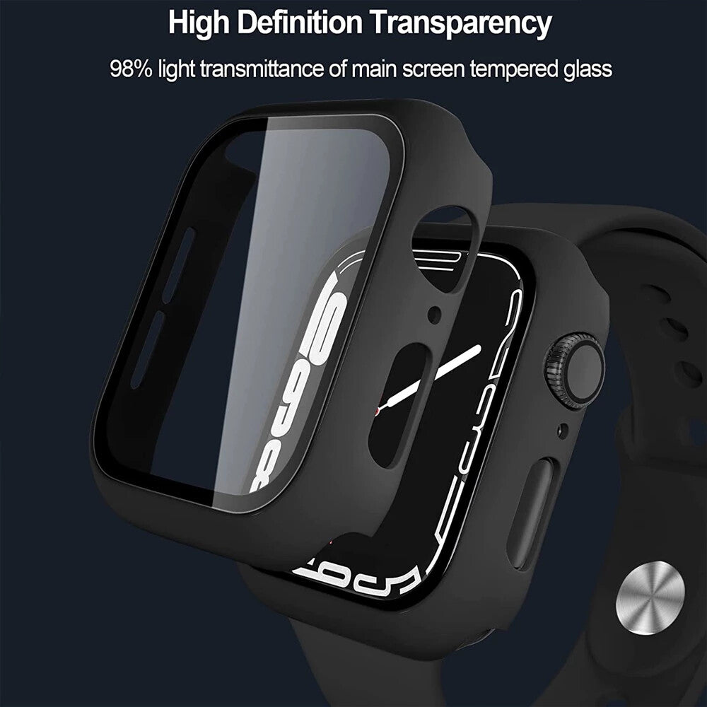 Apple Watch Series 9 8 7 6 5 4 3 Bumper Case Full Coverage Tempered Glass (49mm)