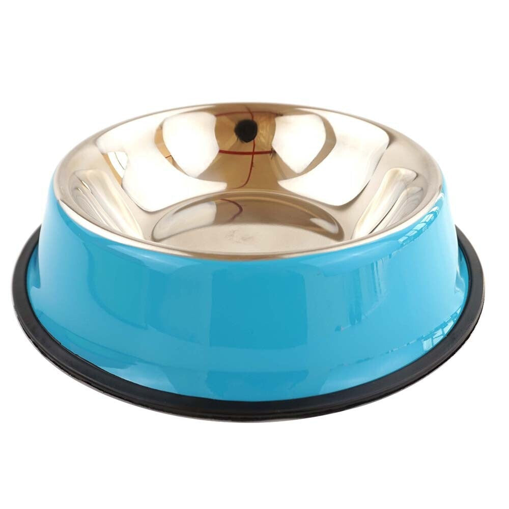 Stainless Steel Portable Pet Feeding Food Bowl Water Feeder For Cat Puppy Dog (Blue)